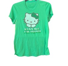 Ladies Lg Hello Kitty Green short sleeve EUC L3 made in USA kiss Me I’m Irish