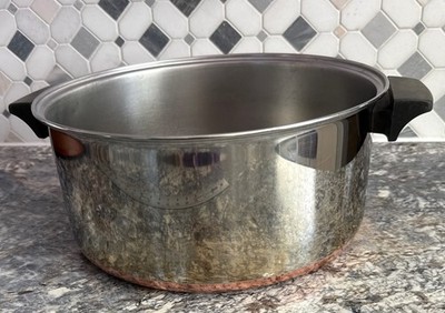 Vintage Revere Ware 6 Quart Stock Pot Copper Bottom 1801 Clinton ILL No Lid