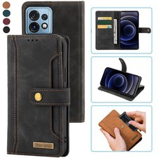 Funda para tarjeta estilo portátil Motorola Moto X40, funda de cuero magnética abatible para teléfono
