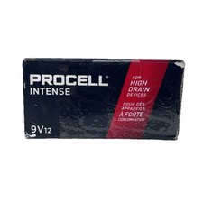 12 Duracell Procell Intense 9V Alkaline Batteries PX1604, 9 Volt Free Shipping