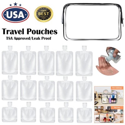 16× Travel Pouches for Toiletries TSA Approved Fluid Cream + Makeup Packing Bag