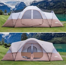 UNP 2-Room Camping Tent 10-Person-Family Tents 18ft x 9ft x78in Gray