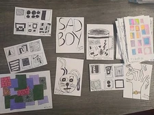 A Lot Of 195 Small Mixed Media Drawings On Paper Signed Dated