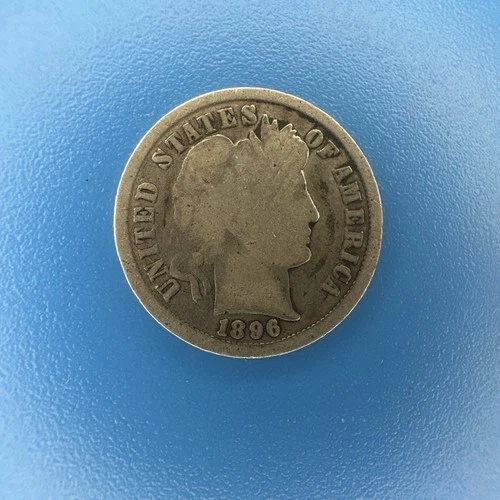 1896 Barber One Dime 10 cent Silver Coin (B114)