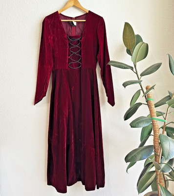 VTG 90s Morbid Threads Velvet Dress Small Gothic Renaissance Renn Faire Vampire