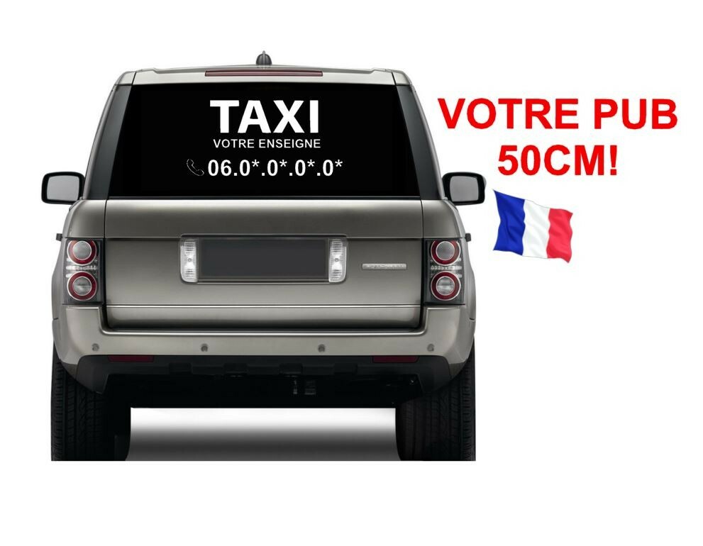 Autocollant voiture TAXI PUB custom sticker vitre | Emblème auto bus longue tenue 40cm