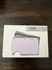 The Ridge Slim RFID Blocking Wallet Aluminum Cash Strap Lavender OPEN BOX NEW!