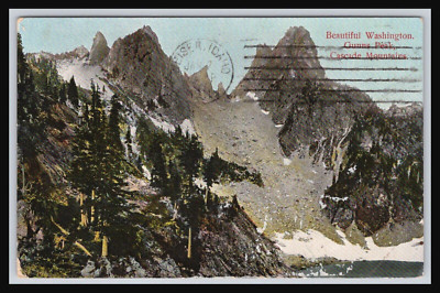 GUNNS PEAK CASCADE MOUNTAINS WASHINGTON Pacific Novelty 1911 BLAINE WA CUSTER WA