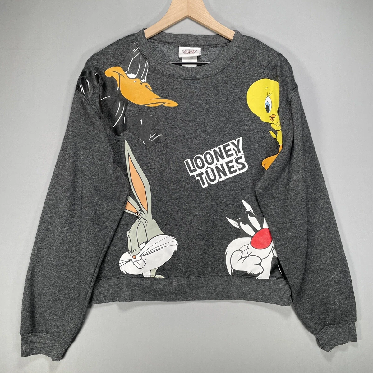 Looney Tunes Womens Medium Long Sleeve Pullover Graphic Lightweight Sweatshirt
