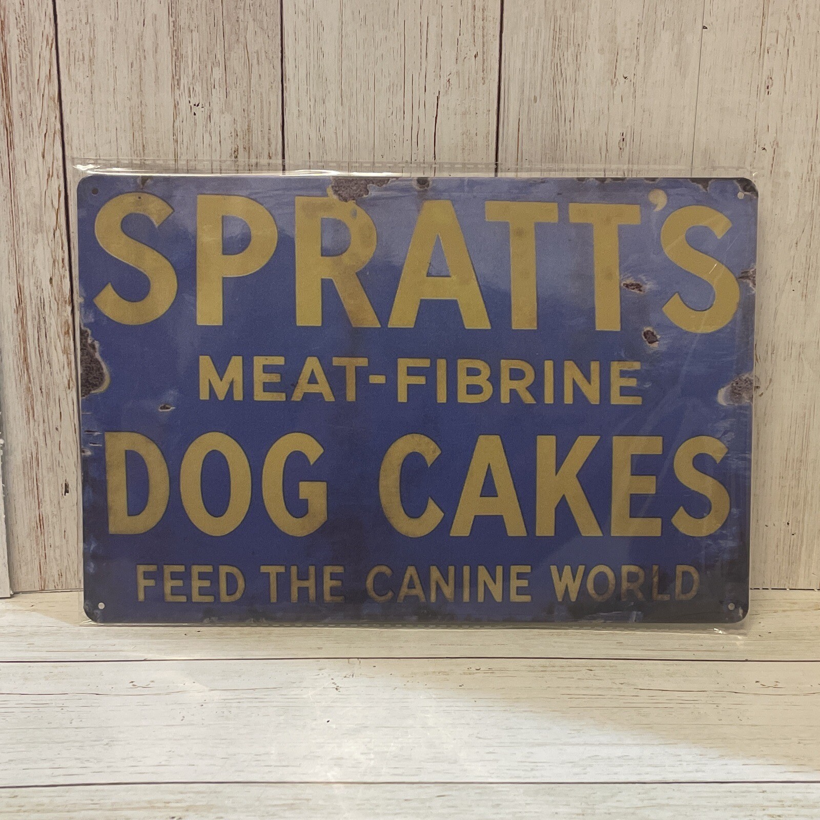 Spratt&rsquo;s Dog Cakes Sign Meat Fibrin&rsquo;s Feed The Canine World Tin Metal Poster