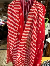 Steve Madden Scarf Women’s Patriotic Cover up 70" x 40" Stars Stripe America