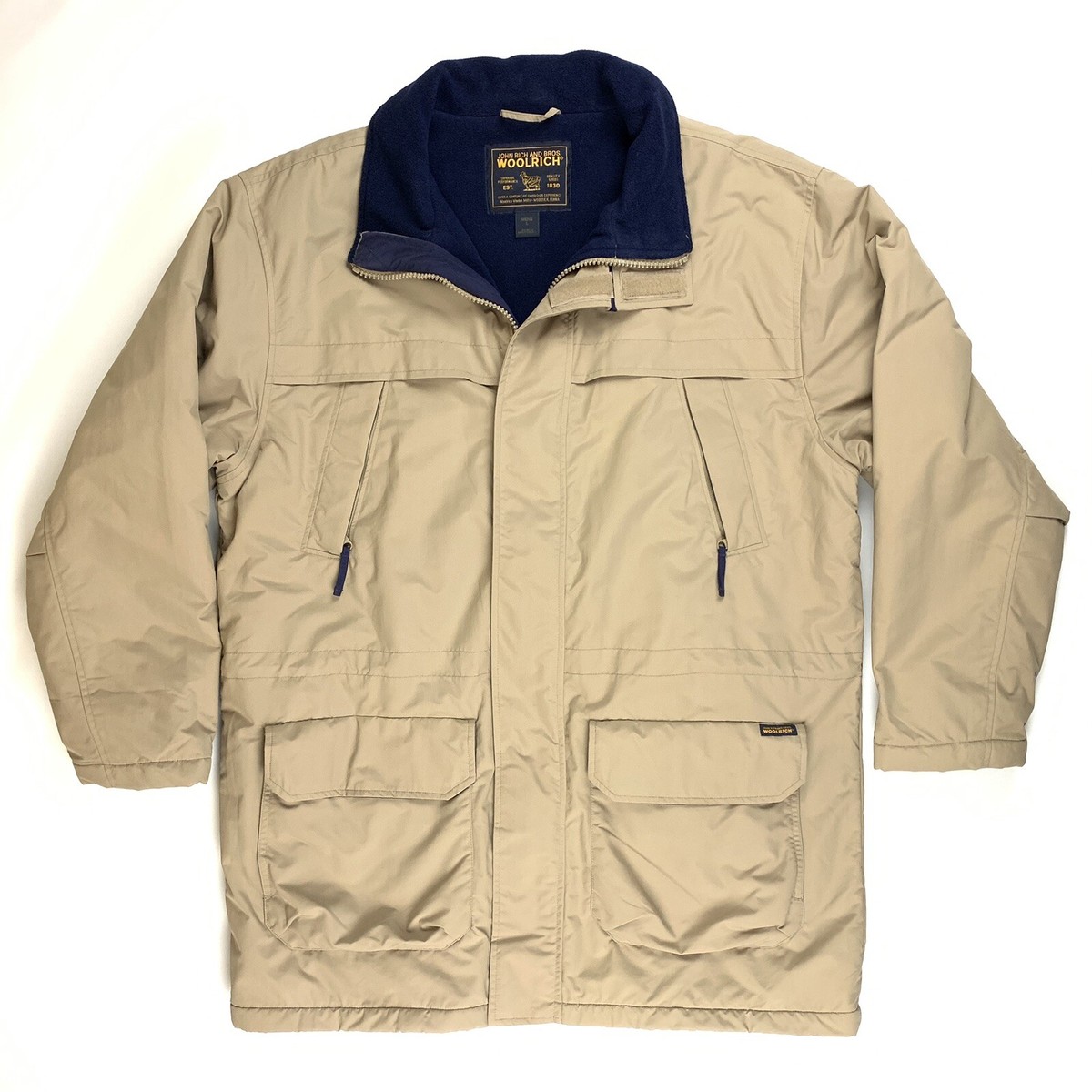 Woolrich Khaki Zip Front Fleece Lined Insulated Hooded Coat Woolrich Khaki Zip Front Fleece Lined Insulated Hooded Coat