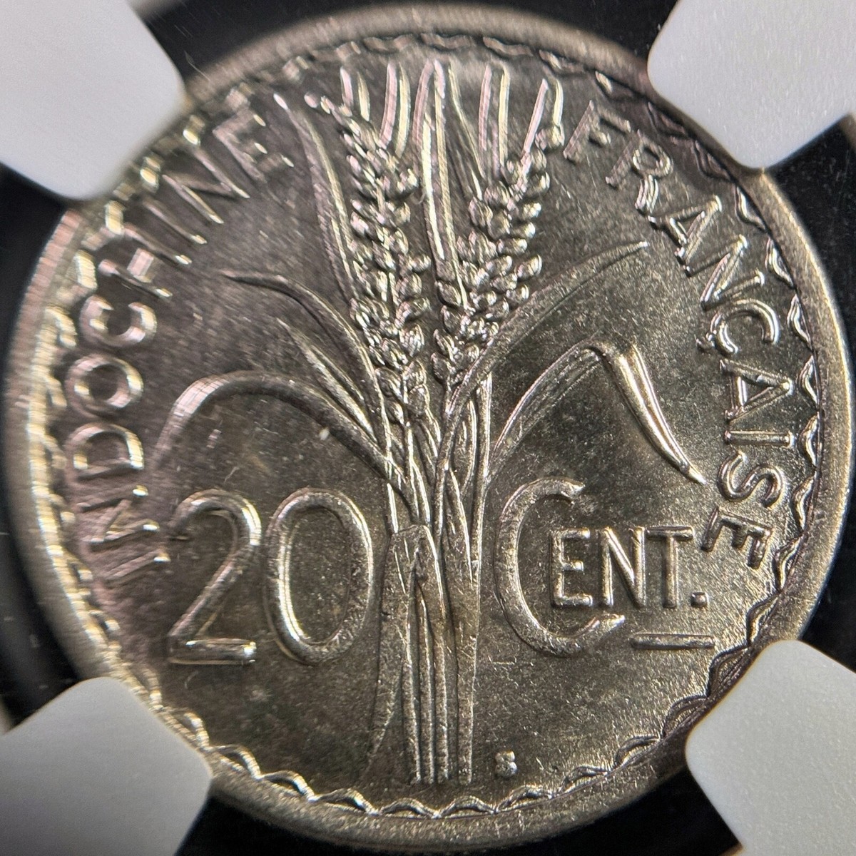 FRENCH INDOCHINA. 1941, 20 Cents - NGC MS65 - Marianne, Rice, San
