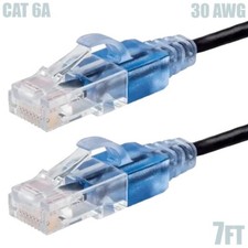 7FT CAT6A RJ45 Network LAN Ethernet UTP Cable Cord Snagless Boot 30AWG Black