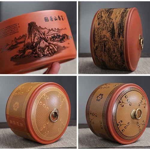 Versiegelte Teedose für losen Tee Druck kleine Teedose mit Deckel Zisha Ton Neu - Bild 5 von 19