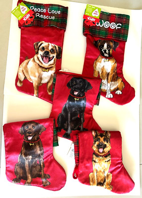 ASPCA Velour Dog Themed Christmas Stocking Choose from 5 designs