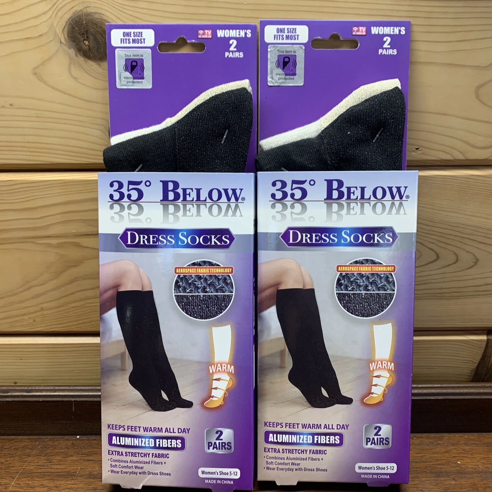 35 below Women's Dress Socks 4 - Pair Black/Beige Fits Women’s Shoe Size 5-12