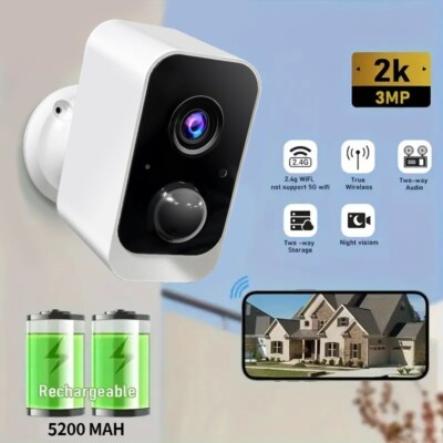 Outdoor Wireless Security Camera 5200mAh Battery Powered CCTV Camera For Home