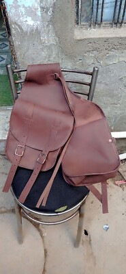 Concho Western Horse Leather Saddle Bag Heavyduty Traditional Trail Ride Saddle