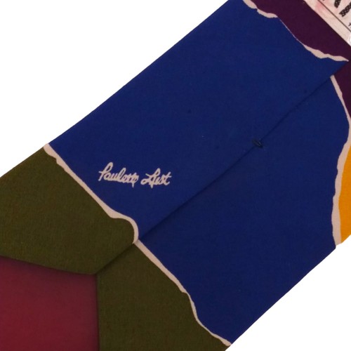 VTG RALPH MARLIN Mens Novelty Tie 3.75 Tribal Pig Art Print Silk Classic Necktie - Picture 5 of 8