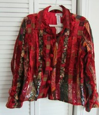 COLDWATER CREEK RIBBON VELVET BUTTON FRONT JACKET SIZE MEDIUM  NWTS 