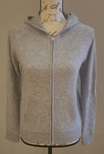 AQUA CASHMERE Girl's Gray Cashmere Full Zip Hoodie Sweater