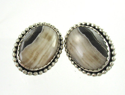 Joan Slifka .925 Sterling Silber Ohrclips Bild Jaspis oval Statement