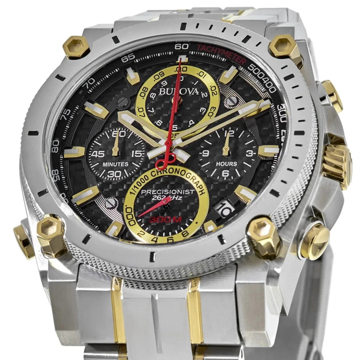 Bulova Precisionist Chronograph Two Tone Stainless Steel 98B228 FEDEX 2 DAY