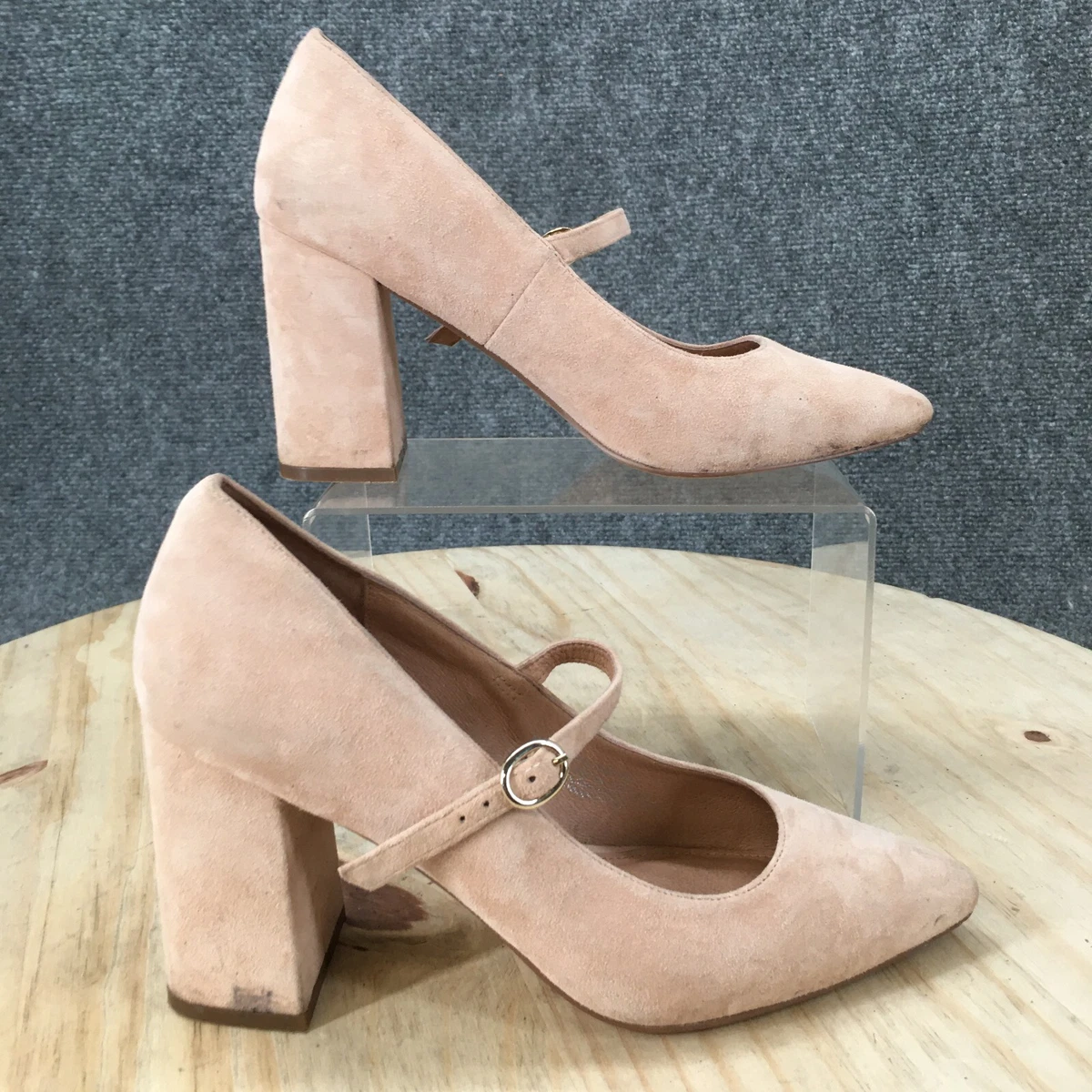 Halogen x Atlantic Pacific Heels Womens 7 M Mary Jane Pumps Pink Suede Pointed