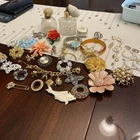 OLD Costume Jewelry Brooch Lot Pearl Rhinestone,some Signed Plus Other Old Item