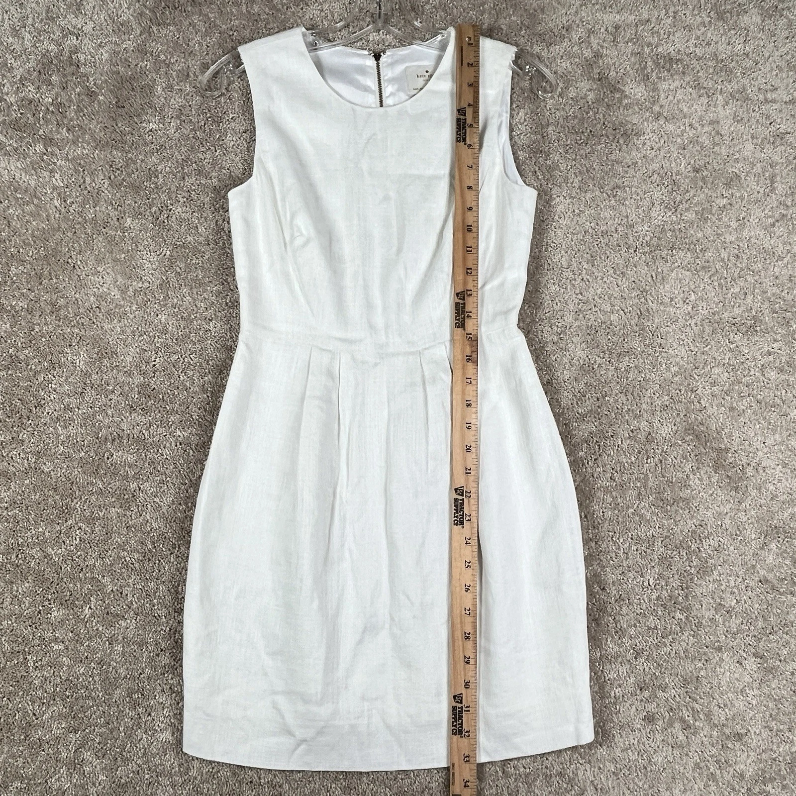 Abito Kate Spade misto lino taglia 0 bianco senza maniche foderato sopra il ginocchio