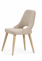 Moderner Essstuhl Aus Eiche Mit Beigem Stoffbezug Und Elegantem Design