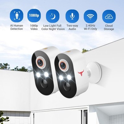 2er Pack Wireless Outdoor Überwachungskamera, Home Smart WiFi Akku CCTV System