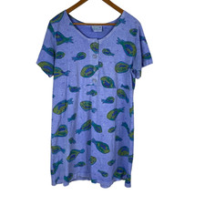 Fresh Produce Women's Dress Blue Size L Fish Print Vacation Beach Coastal