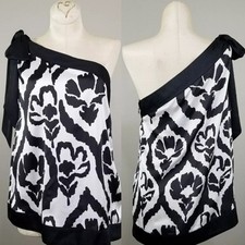nwt White House Black Market Satin Top XS Women bhwm One Shoulder Bow tie Blouse