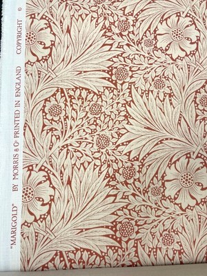 9.25 yd Morris & Co Marigold Brick/Manilla Floral Cotton Linen Upholstery Fabric