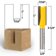 7/16" Diameter X 1" Height Straight Router Bit - 1/4" Shank - Yonico 14011q