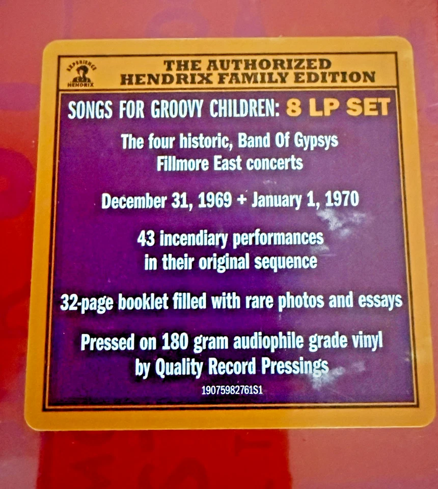 JIMI HENDRIX SONGS FOR GROOVY CHILDREN FILLMORE EAST 8-LP BOX SET #3628 SEALED - Image 2 of 3