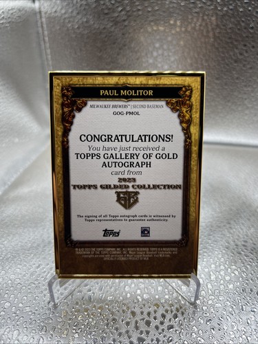 2023 Topps Gilded Collection PAUL MOLITOR 1/1 Gold Frame Gallery Of Gold Brewers - 第 2/2 張圖片