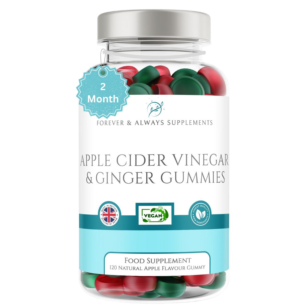Forever & Always Supplements Apple Cider Vinegar Gummies With The Mother & Ginger X 120 (2 Month Supply), Each Vegan Acv Natural Apple Flavour Gummy Contains 500Mg Of Apple Cider - Image 3