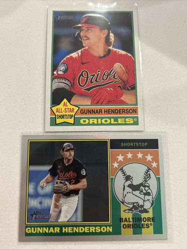 Iconos holográficos 76PI-22 y 174 Orioles Topps Heritage Gunnar Henderson (2) 2025