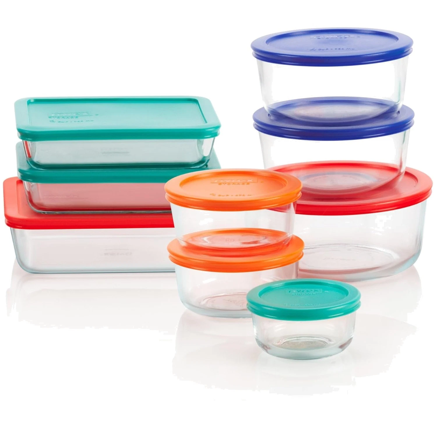 Glass Food Storage Set, 9-Pack Mixed Sizes with Plastic Lids