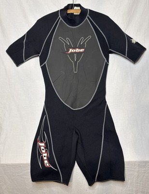 JOBE Sports Wetsuit Mens Large Power Stretch Flat Stitch Shorty Surf Black Gray