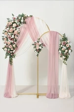 Ling's Moment Backdrop Stands with Flowers - 7.2FT, 6FT Set of 2, Dusty Rose