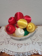 Vtg Satin Ball Christmas Ornaments Silk Thread Lot of 18 Multi-Color 2" round