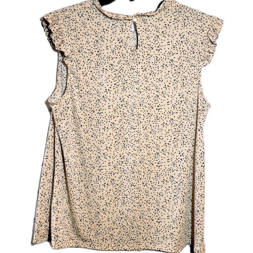 Adrianna Papell Ruffle Neck Sleeveless Top Size L Multicolor Polkadot Careerwear - Picture 3 of 10
