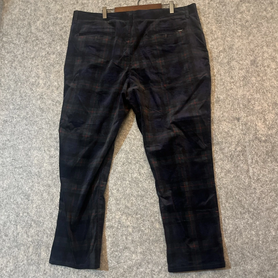 Bonobos Pants Mens 40 x 32 Slim Blue Green Tartan Plaid Casual Chino Felt Velvet - Image 3 of 4