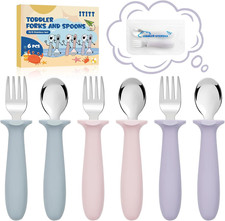 6 PCS Toddler Utensils Kids Silverware Set with Silicone Handle Children Food Gr