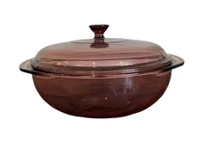 Pyrex Casserole Dish Pot Cranberry 2 L Liter 2 Qt Quart Glass Lid 024 Vintage