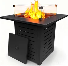 28'' Propane Fire Pit Table, 50,000 BTU Steel Gas Firepit for Outdoor Patio Deck